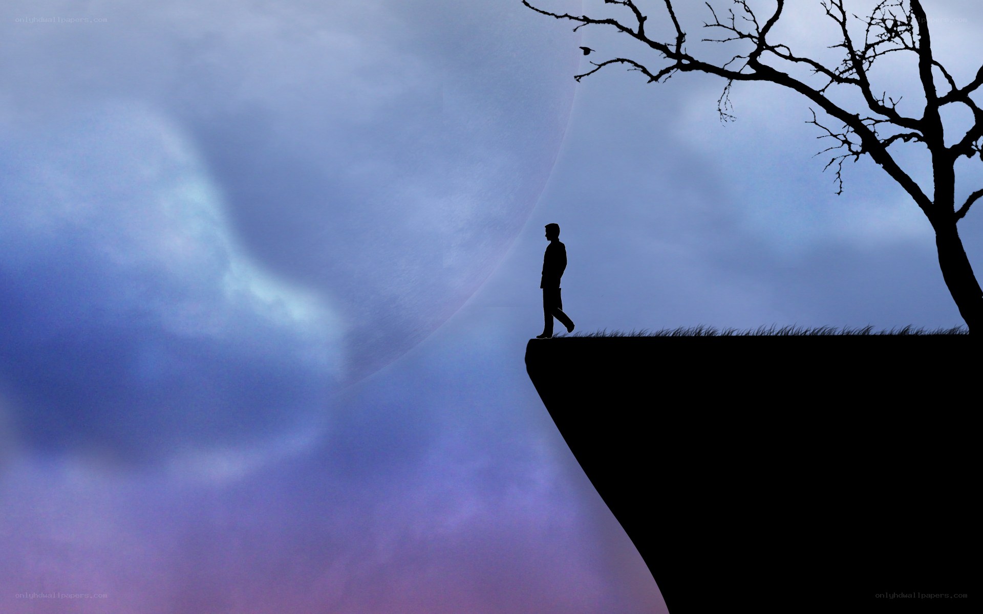Silhouette on a cliff edge