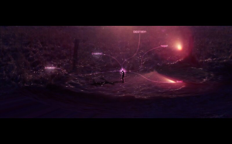 silhouette on a cosmic path
