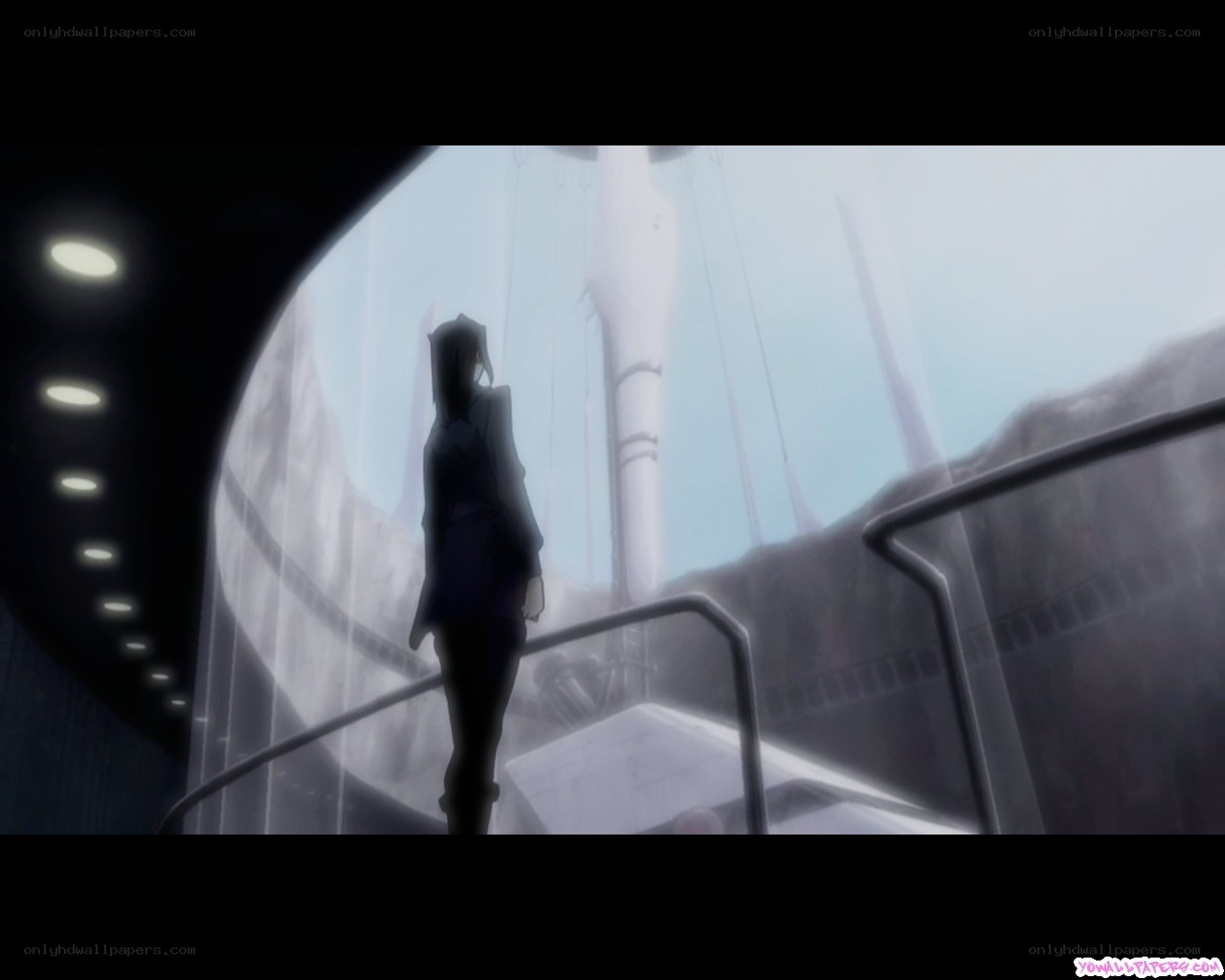 silhouette on a futuristic platform