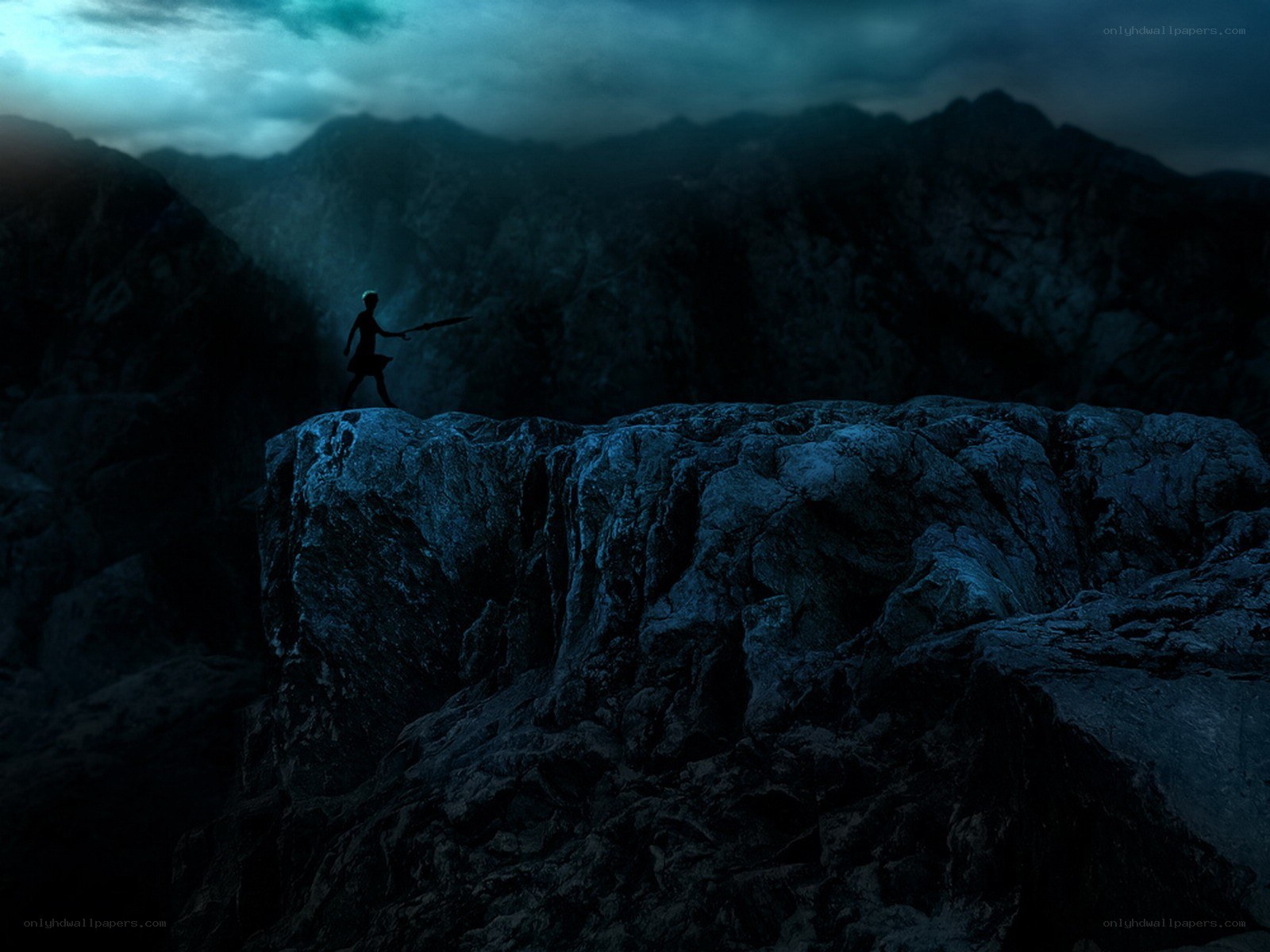 Silhouette on a mountain peak