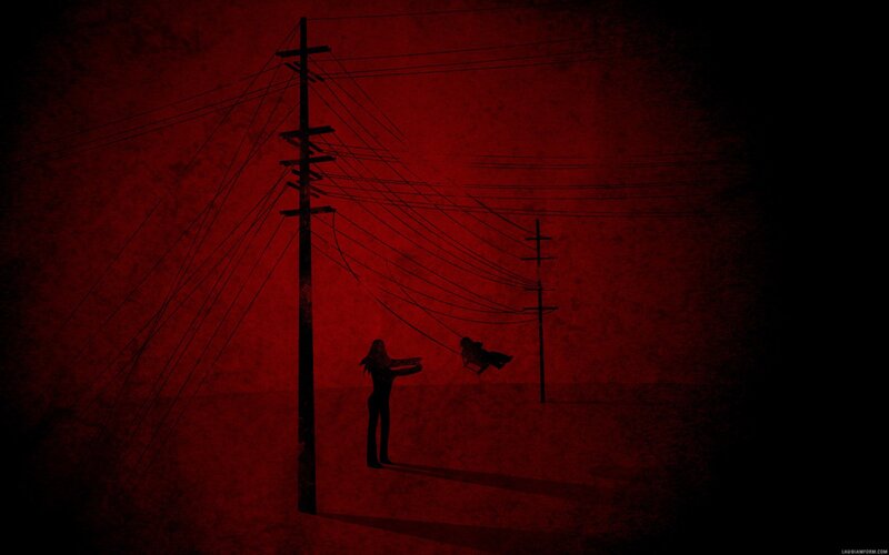 Silhouette on a red street