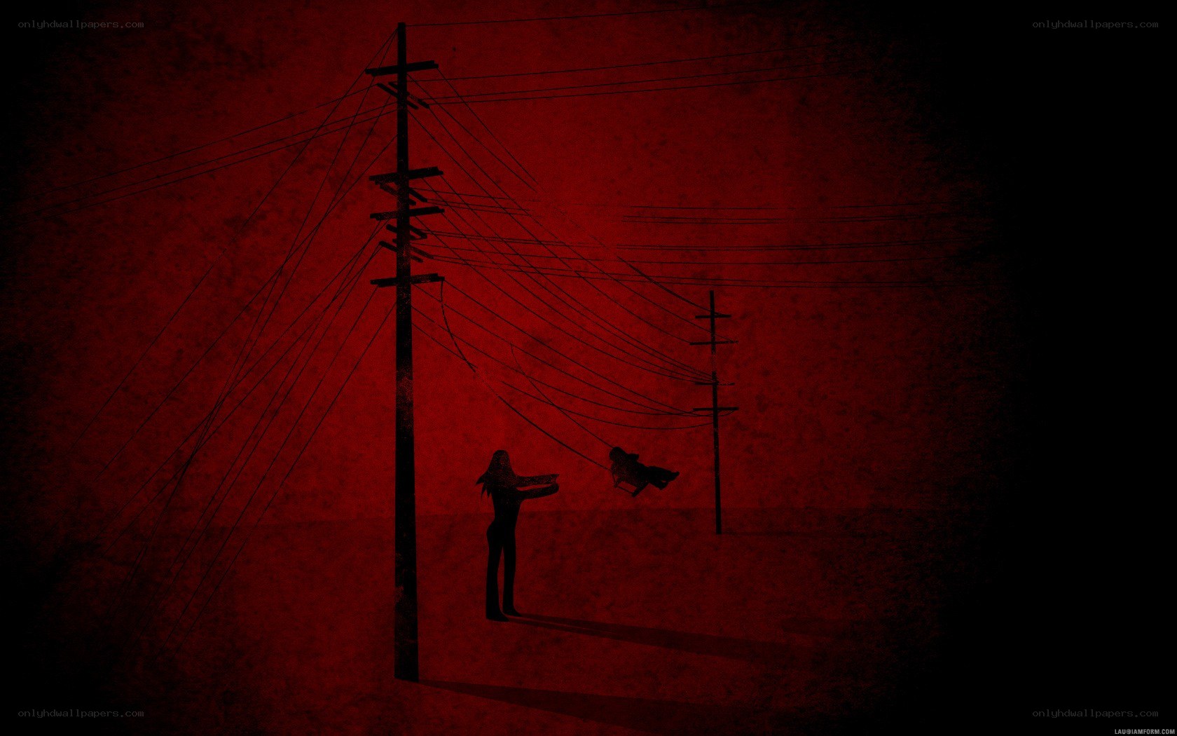 Silhouette on a red street