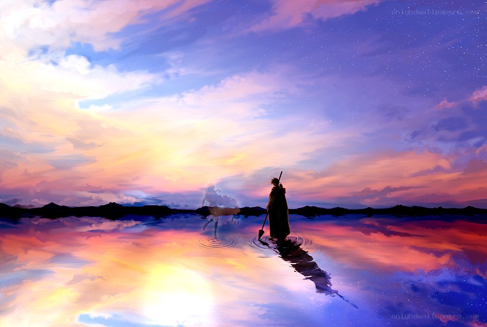 Silhouette on a reflective lake