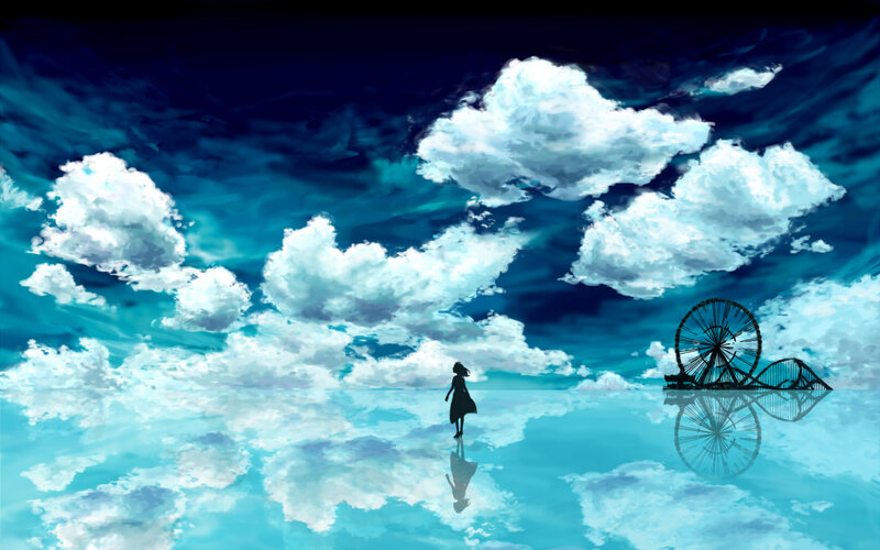 Silhouette on a reflective sky