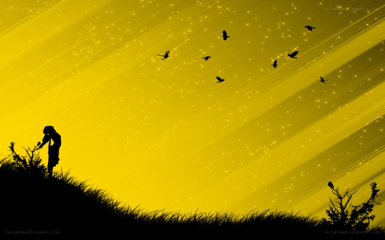 silhouette on a starry hill