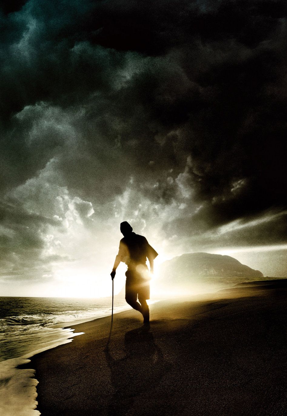 silhouette on a stormy beach
