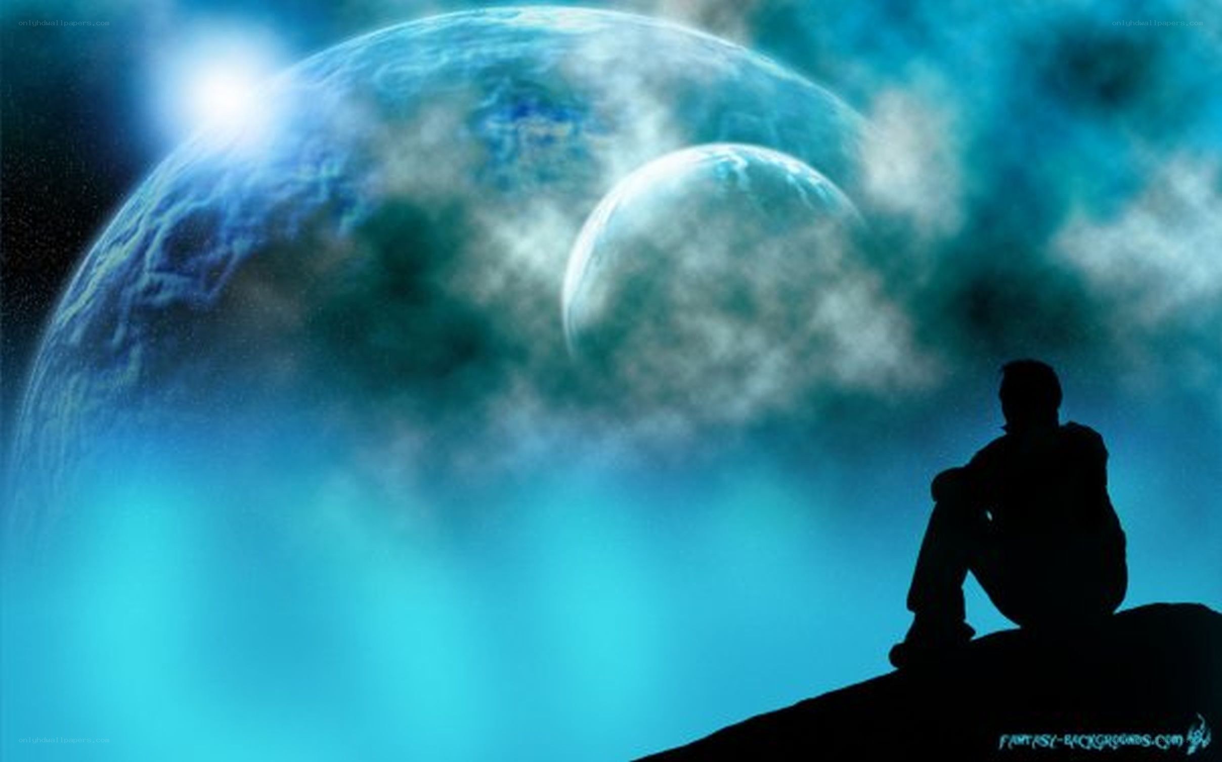 Silhouette on alien planet