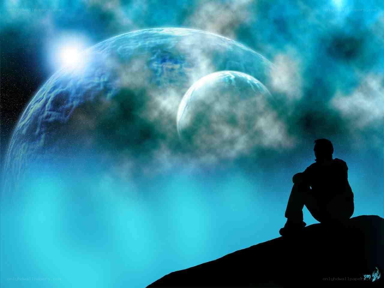 Silhouette on alien planet