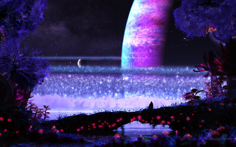 Silhouette on Alien Planet — Purple