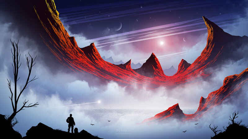 Silhouette on Alien Planet — Red