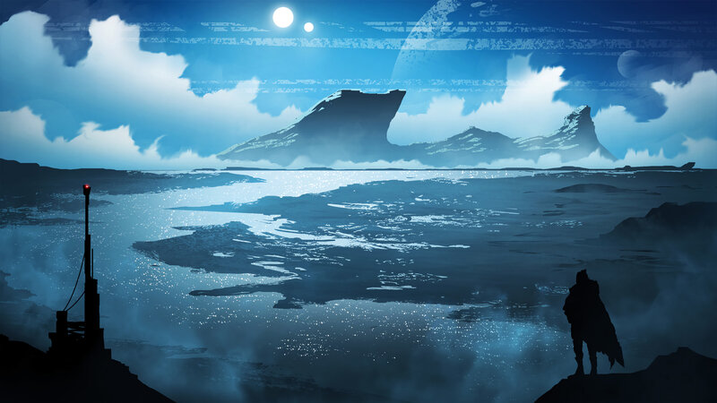 Silhouette on Alien Shore — Blue