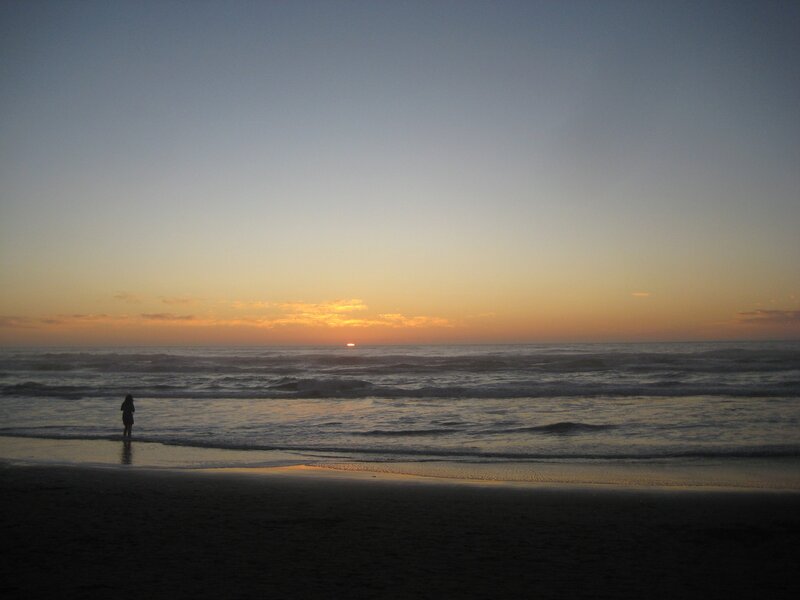 Silhouette on Beach — Blue