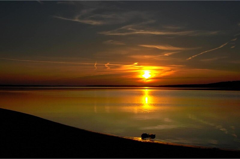Silhouette on Beach — Orange, Serene