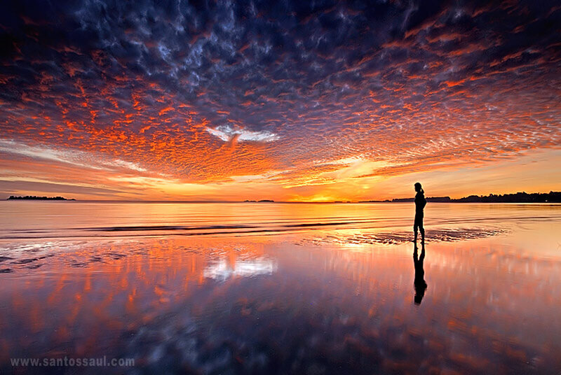 Silhouette on Beach — Orange