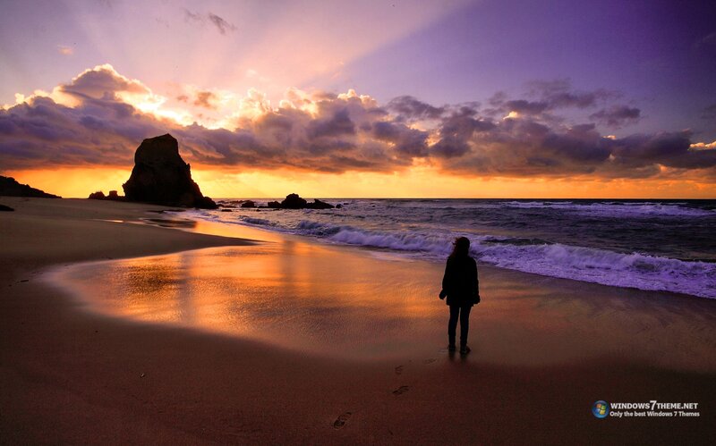 Silhouette on Beach — Purple, Dramatic