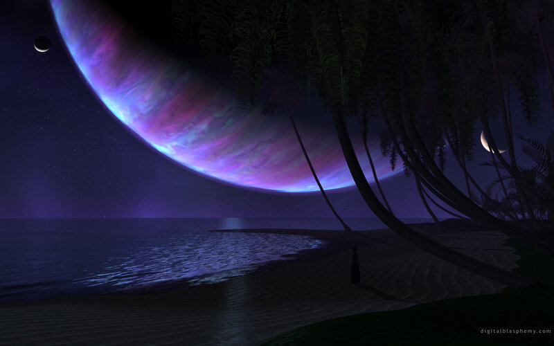 Silhouette on Beach — Purple, Serene