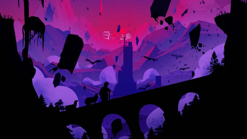 Silhouette on Bridge — Purple