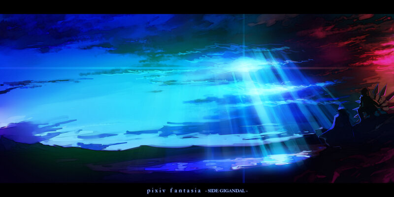 Silhouette on Cliff Edge — Blue