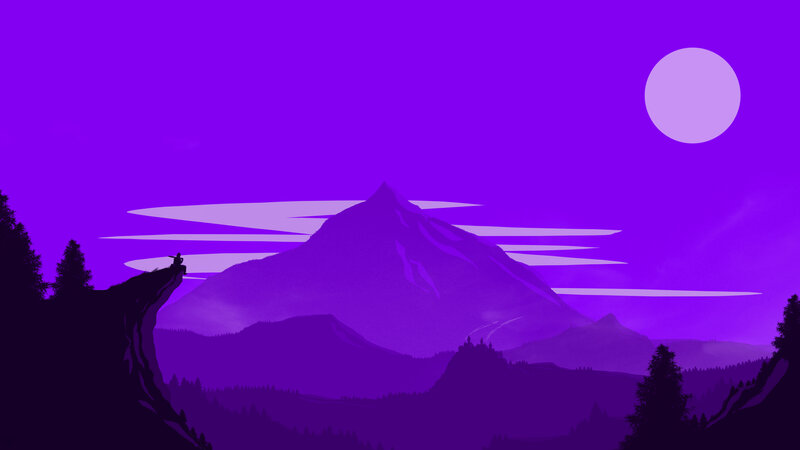 Silhouette on Cliff Edge — Purple