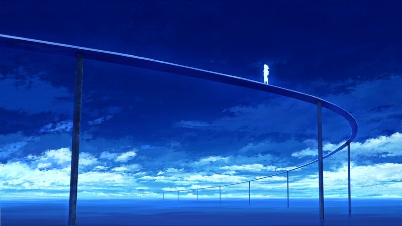 Silhouette on Curved Bridge