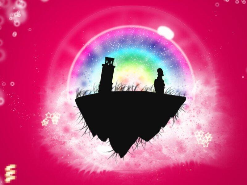 silhouette on floating island