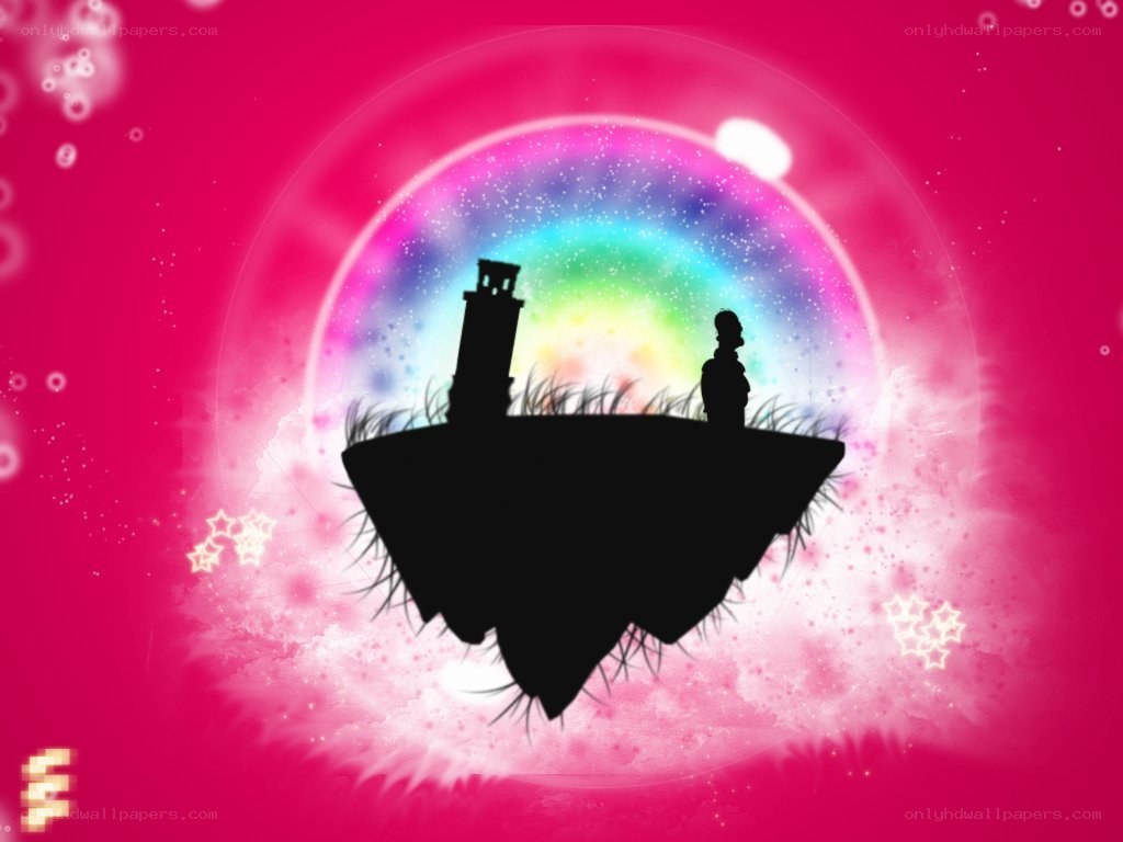silhouette on floating island