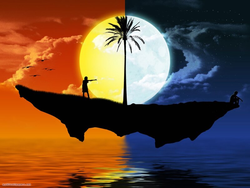 Silhouette on Floating Island — Orange