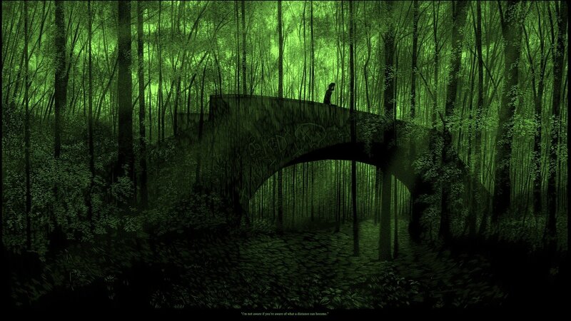 Silhouette on Forest Bridge
