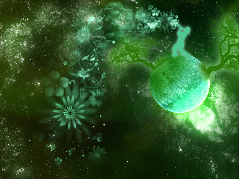 Silhouette on Green Planet