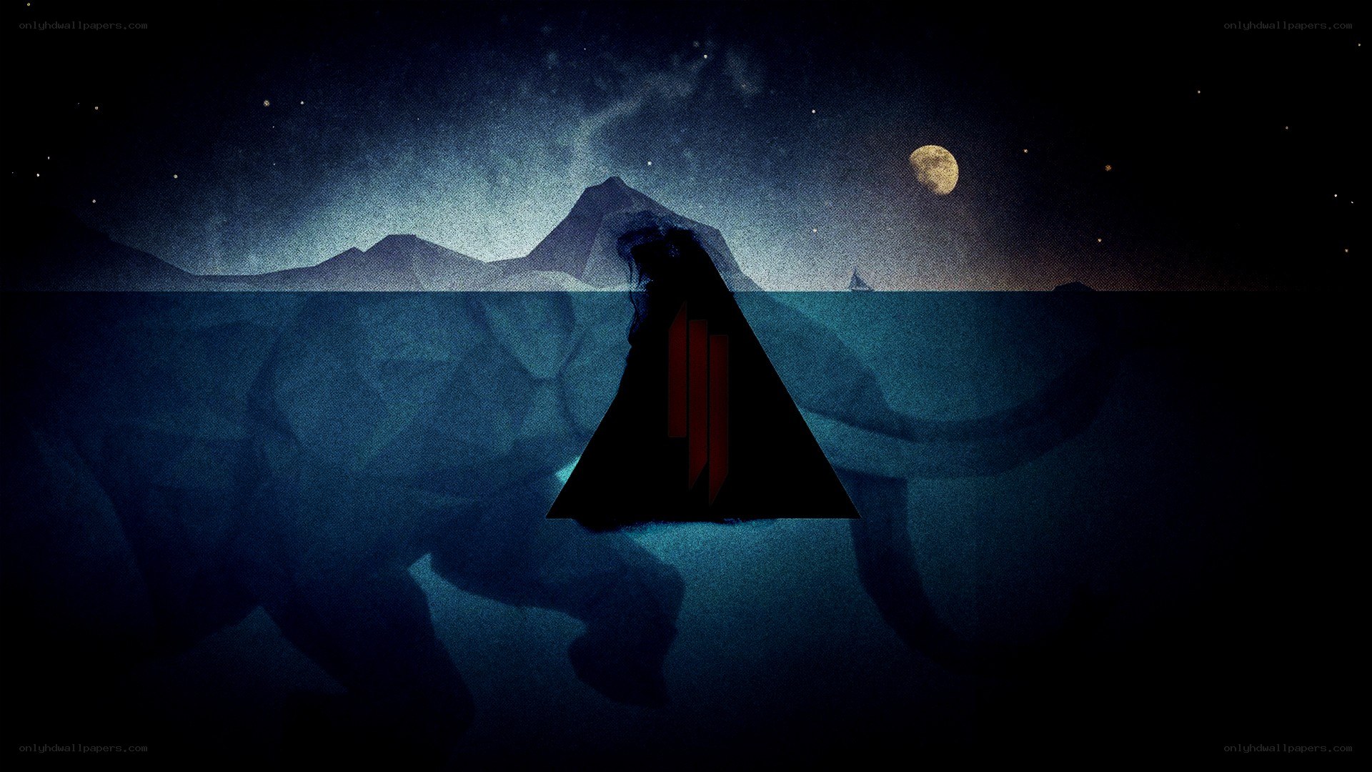 silhouette on moonlit sea