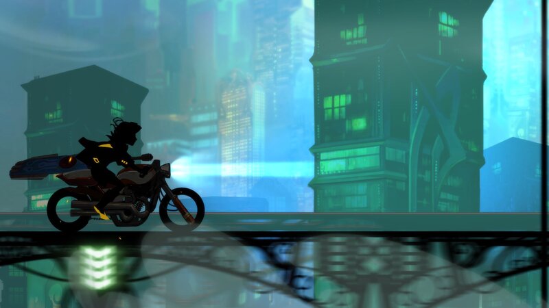 Silhouette on Motorcycle — Blue