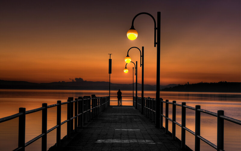 Silhouette on Pier — Orange