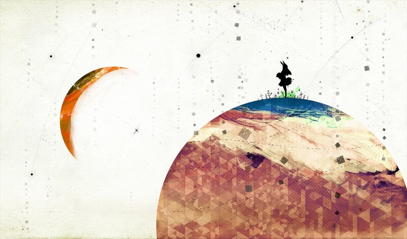 Silhouette on Planet Surface — White