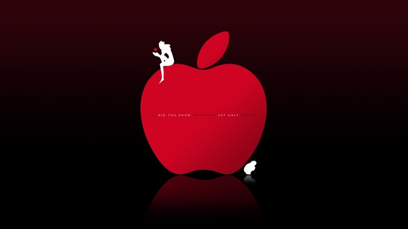 Silhouette on Red Apple
