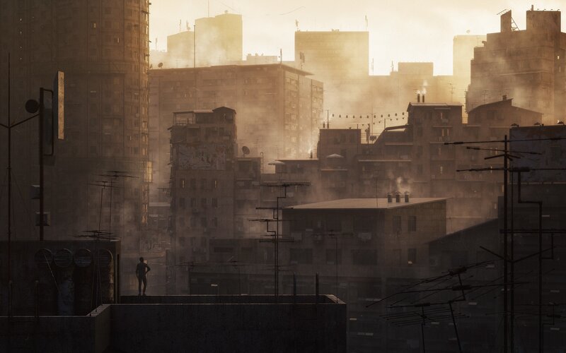 Silhouette on Rooftop — Brown