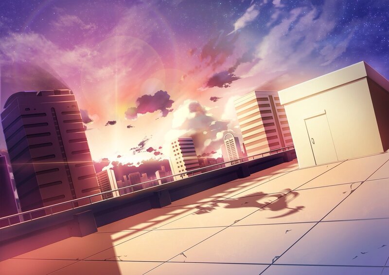 Silhouette on Rooftop — Purple, Dramatic