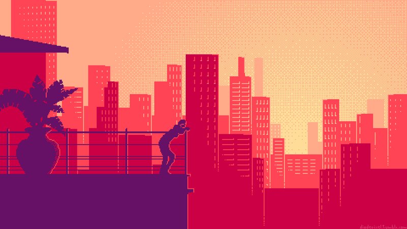 Silhouette on Rooftop — Red