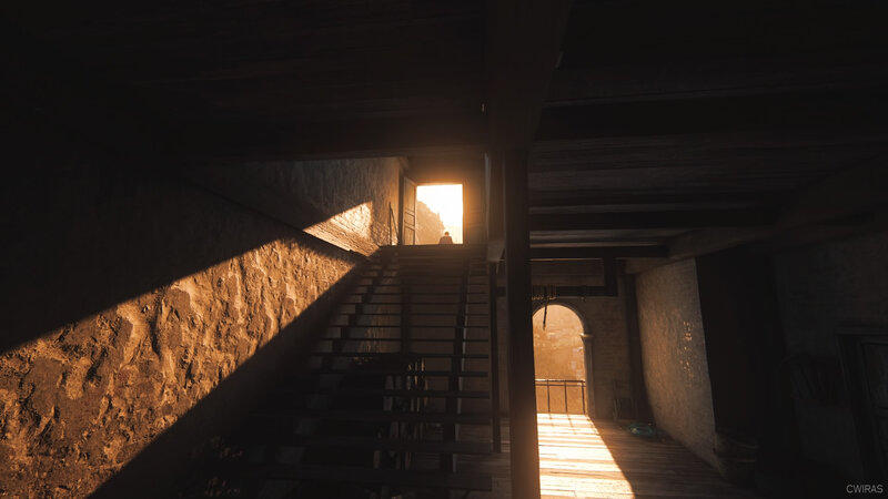 Silhouette on Staircase — Brown