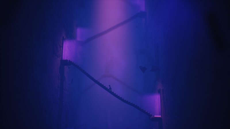 Silhouette on Staircase — Purple