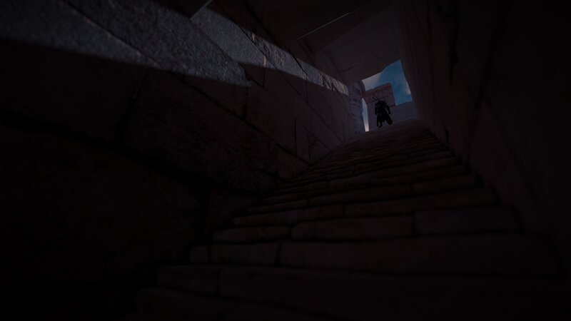 Silhouette on Stone Stairs