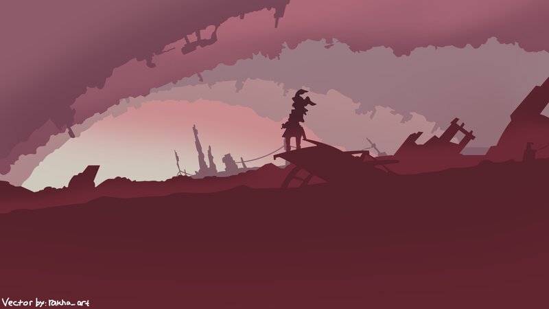 Silhouette on Wreckage — Red