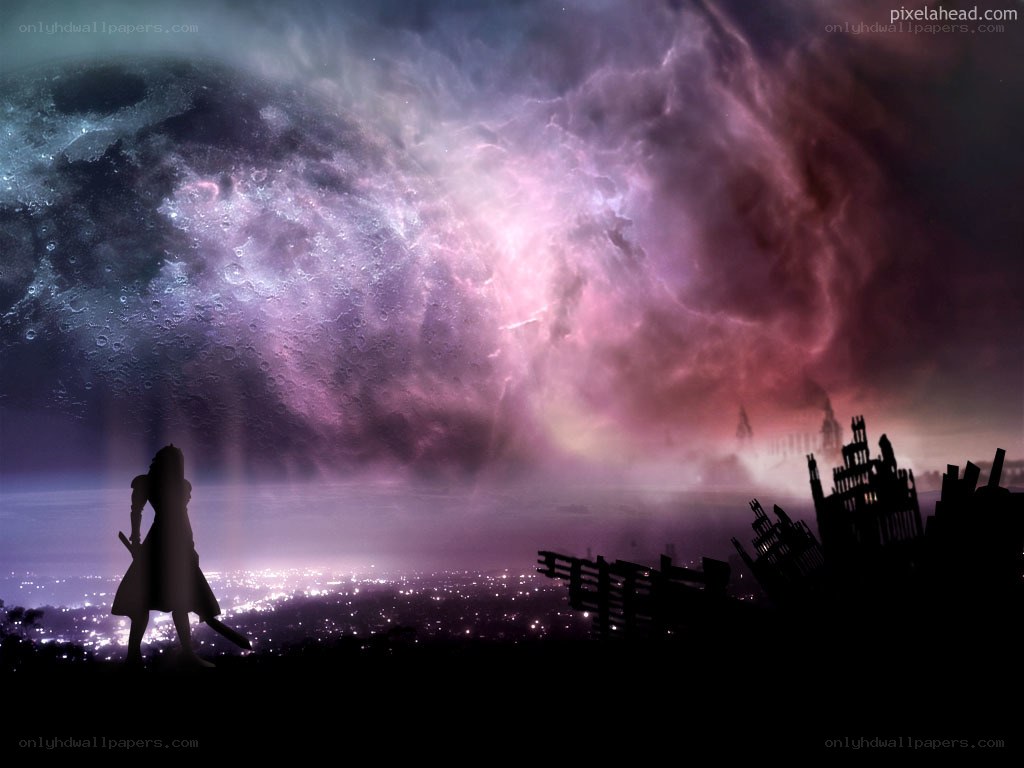 Silhouette overlooking a city
