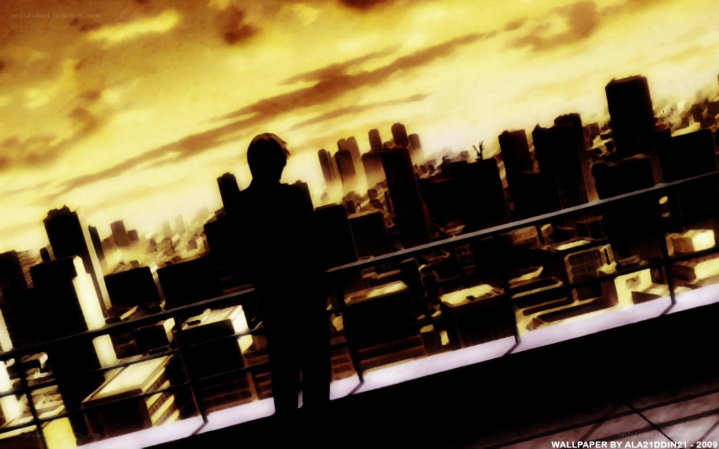 silhouette overlooking city