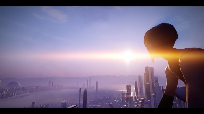 Silhouette Overlooking City — Purple, Serene