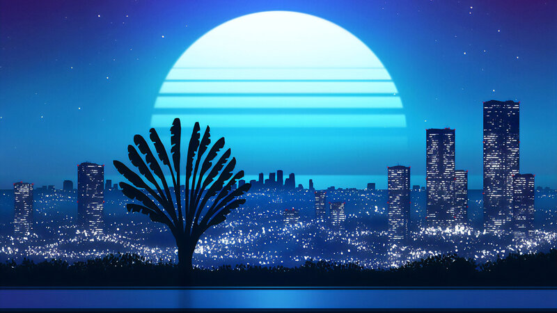 Silhouette Palm Tree — Blue