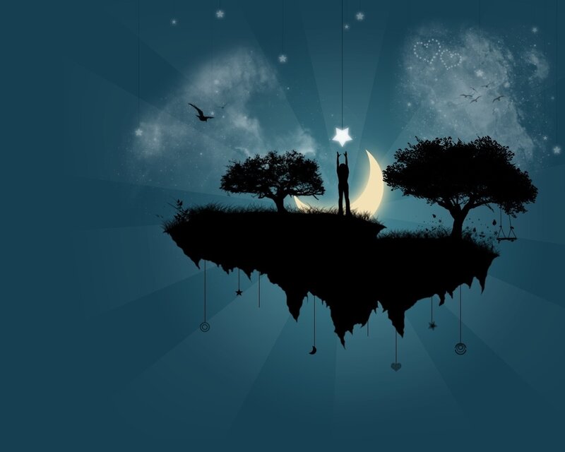 Silhouette Person on Island