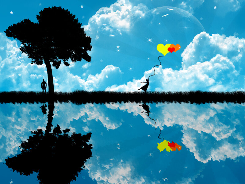 Silhouette Person with Balloons