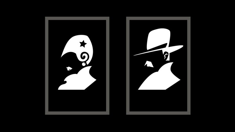 silhouette portraits of two figures