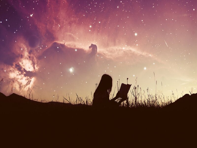 Silhouette Reading Book — Purple