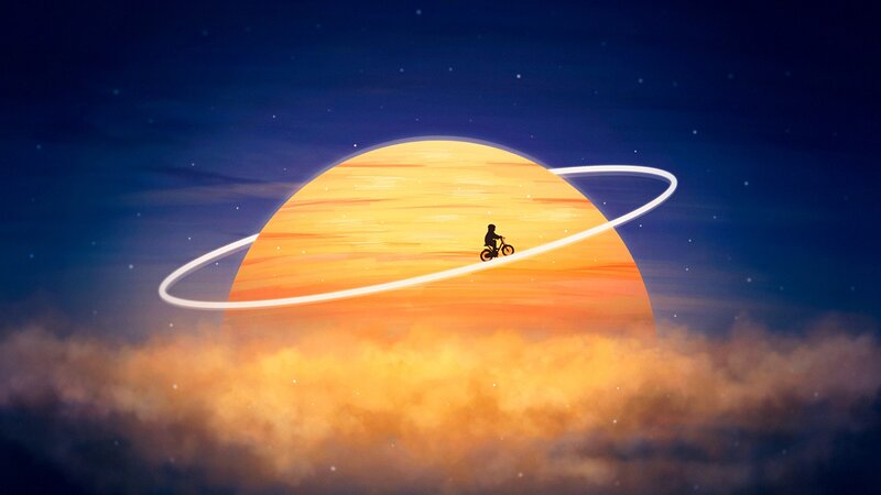 Silhouette Riding Bicycle